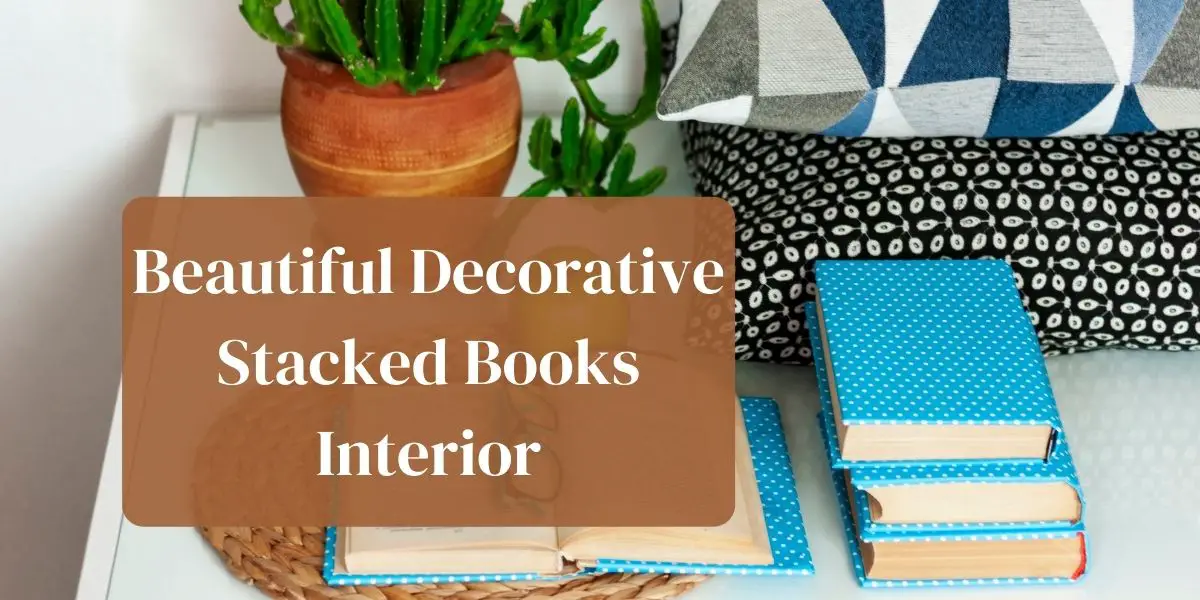 Beautiful decorative stacked books interior